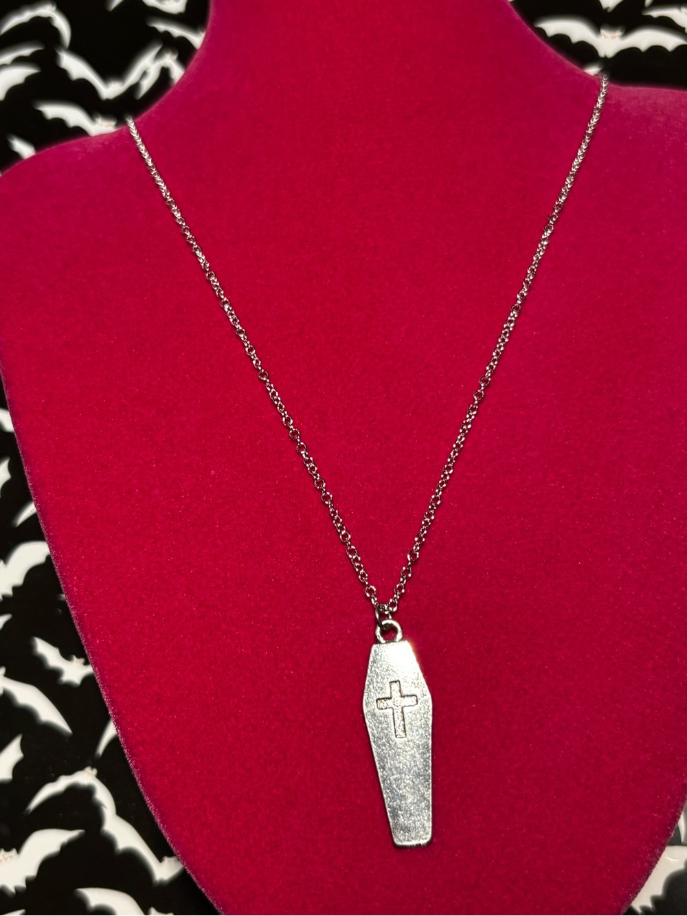 Sterling Silver 925 Necklace Gravestone Gothic Jewelry Emo Egirl witch creepy